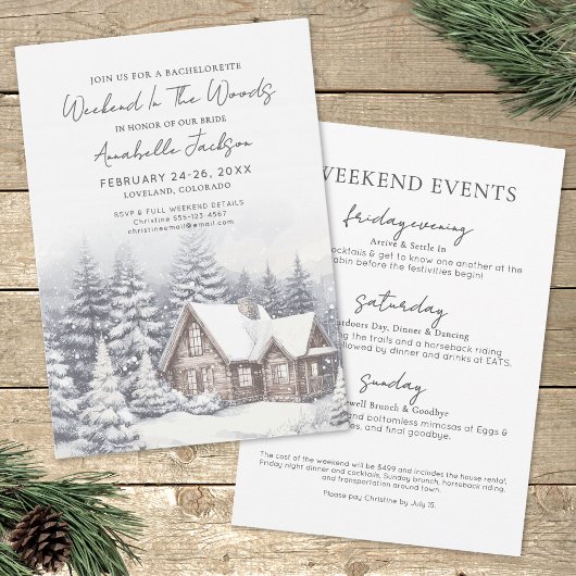 女の子の週末に森のバチェロレッテ 招待状