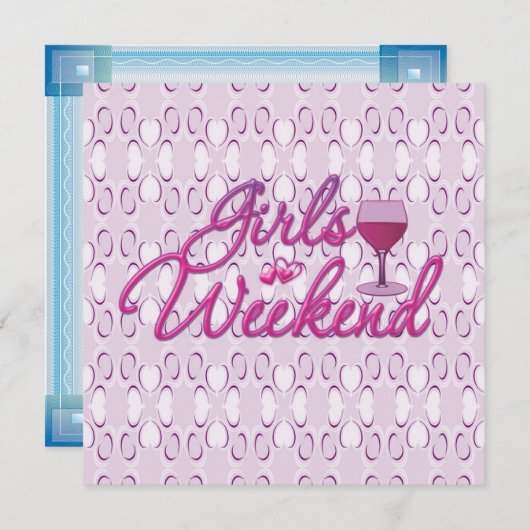 女の子の週末の女の子の夜遊びのパーティーお祝い 招待状 (正面/裏面)