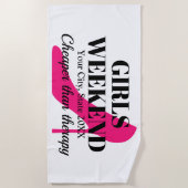 女の子の週末の旅行の熱帯目的地スティレット ビーチタオル (正面)