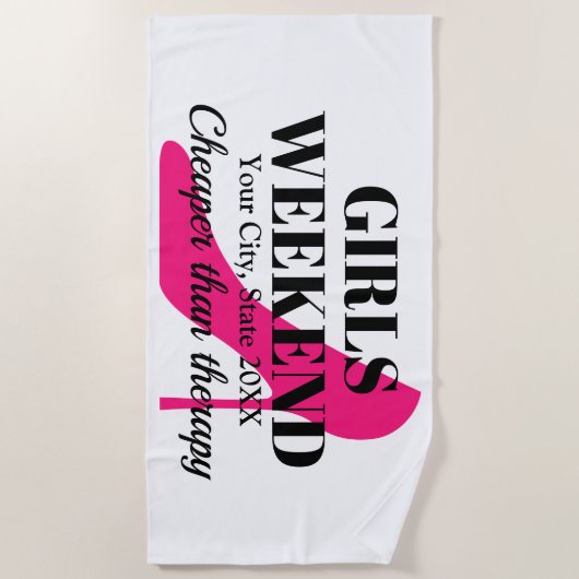 女の子の週末の旅行の熱帯目的地スティレット ビーチタオル (正面)