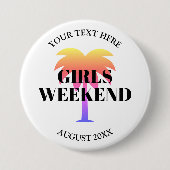 女の子の週末の旅行バチェロレッテヤシの木 缶バッジ (正面)