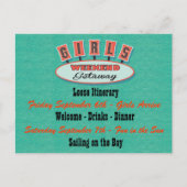 女の子の週末の逃走の郵便はがきの旅程 インビテーションポストカード (裏面)