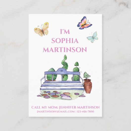 女の子の遊び人のかわいいママ呼び出しカード 名刺 (裏面)