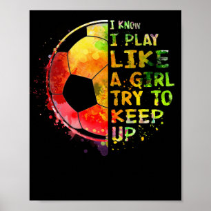 女の子の遊サッカーが好きなのは知カラフルっている ポスター