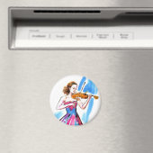 女の子の遊バイオリンWatercolorバイオリニスト音楽 マグネット (インサイチュ (食洗機))