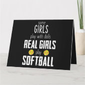 女の子の遊人形と女の子のソフトボ遊ールを持つ カード (裏面)