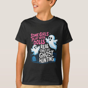 女の子の遊人形と実在一緒にいくつかの女の子は幽霊Hun Tシャツ