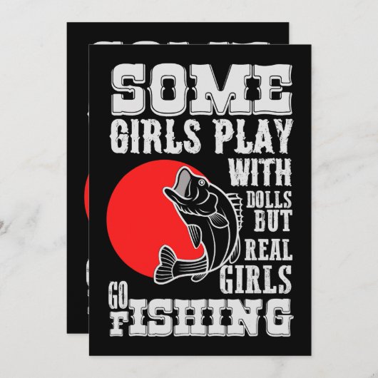 女の子の遊人形と実在女の子行の魚釣り1 招待状 (正面/裏面)