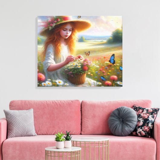 女の子の選択フラワーストレッチキャンバス印刷 キャンバスプリント (インサイチュ (リビング))
