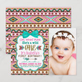 女の子の部族の最初の1歳の誕生日パーティー 招待状 (正面/裏面)