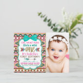 女の子の部族の最初の1歳の誕生日パーティー 招待状 (スタンド正面)