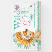 女の子の部族の野生と無料ボホベイビーシャワー 横断幕 (縦)