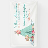 女の子の部族テントベビーシャワー 横断幕 (縦)