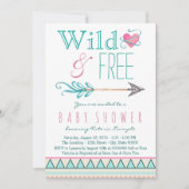 女の子の部族ボホアローベイビーシャワー 招待状 (正面)