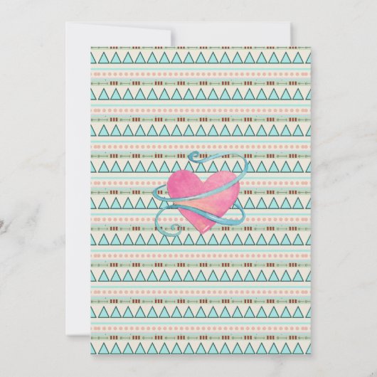 女の子の部族ボホアローベイビーシャワー 招待状 (裏面)