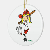 女の子の野球のTシャツおよびギフトの上のねり粉 セラミックオーナメント (左)