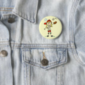 女の子の野球選手のTシャツおよびギフト 缶バッジ (インサイチュ)