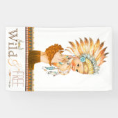 女の子の野生と自由な部族ボホベイビーシャワー 横断幕 (横)