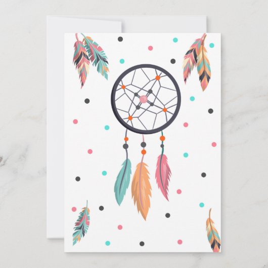 女の子の野生の1匹のDreamcatcherの第1誕生日の招待状 招待状 (裏面)