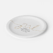 女の子の金ゴールドスフェイククリプトの赤ちゃんシャワーモダン ペーパープレート (アングル)