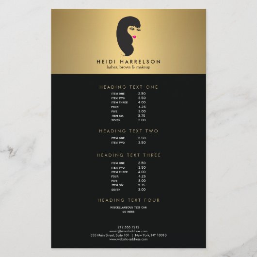 女の子の金ゴールドフェイク美しいフライヤー チラシ (正面)