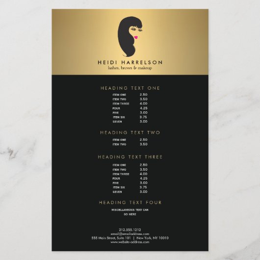 女の子の金ゴールドフェイク美しいフライヤー チラシ (正面)