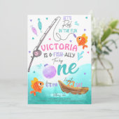 女の子の釣り1歳誕生日 招待状 (スタンド正面)