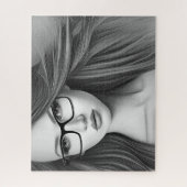 女の子の鉛筆スケッチ ジグソーパズル (縦)