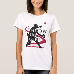 女の子の防衛赤いソフトボールのTシャツのように Tシャツ