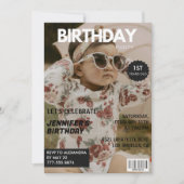 女の子の雑誌の表紙の1歳の誕生日招待状 招待状 (正面)