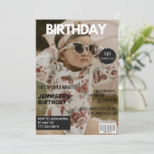 女の子の雑誌の表紙の1歳の誕生日招待状 招待状 (スタンド正面)