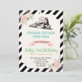 女の子の電車の誕生日パーティー招待状 招待状 (スタンド正面)