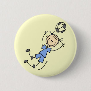 女の子の青いサッカーの均一Tシャツおよびギフト 缶バッジ
