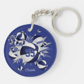 女の子の青いバスケットボールが星 キーホルダー (裏面)