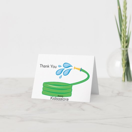 女の子の青いプールパーティーのホースの感謝カード サンキューカード (裏面)