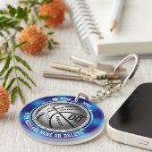 女の子の青く安くパーソナライズなバスケットボールのキーホルダー キーホルダー (正面右)