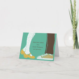 女の子の靴とスニーカーが描かれたウェディング(ミント) サンキューカード