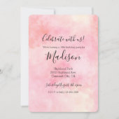女の子の頬染めピンク タイダイ 招待状 (正面)