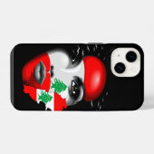 女の子の顔にレバノンの旗と地図 iPhoneケース (裏面横)