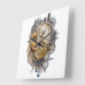 女の子の顔のはめば歯車の鎖の鉄の球のホールの装飾 スクエア壁時計 (傾斜)