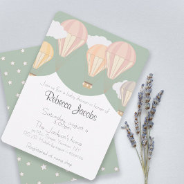 女の子の風船付きベイビーシャワーの招待状 招待状