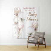 女の子の風船 ベビーシャワー 背景 タペストリー (インサイチュ)