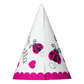 女の子の飛んでいるハートラディバグのピンクの名前2番目の誕生日 パーティーハット (裏面)