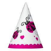 女の子の飛んでいるハートラディバグのピンクの名前2番目の誕生日 パーティーハット (左)