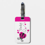 女の子の飛んでいるハートラディバグピンク名のラゲッジタグ ラゲッジタグ (裏面縦)
