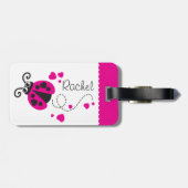 女の子の飛んでいるハートラディバグピンク名のラゲッジタグ ラゲッジタグ (裏面横)