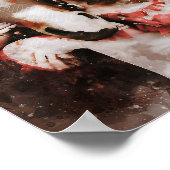 女の子の馬の美しい絵を描水色 ポスター (角)