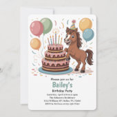 女の子の馬の誕生日パーティー 招待状 (正面)