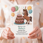 女の子の馬の誕生日パーティー 招待状
