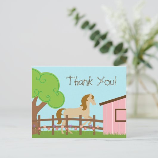 女の子の馬の誕生日パーティ感謝していは、あなたがポストカード ポストカード (スタンド正面)